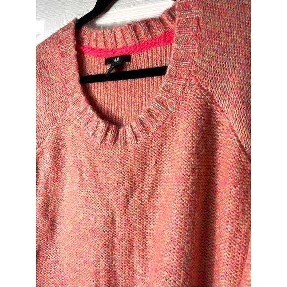 H&M Pink Multi Color 3/4 Sleeve Tunic Sweater Soft Knit Pullover Size S - Picture 7 of 8